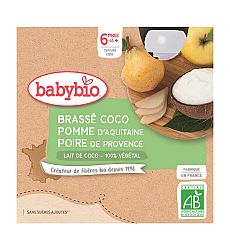 Babybio Desiata s kokosovým mliekom jablko a hruška 4 x 85 g