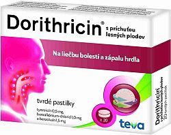 Dorithricin s príchuťou lesných plodov pas.ord. 20 x 0,5 mg/1,0 mg/1,5 mg