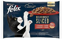 FELIX Deliciously sliced Multipack 12(4x80g) hovädzie/kura/kačica/morka v želé