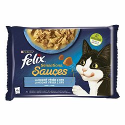 FELIX Sensations Sauces treska v omáčke s rajčinami, sardinky v omáčke s mrkvou 4 x 85 g