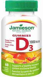 Jamieson Vitamín D3 1000 IU Gummies 60ks