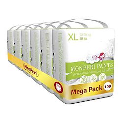 MONPERI PANTS Nohavičky plienkové jednorazové XL (13-18 kg) 108 ks - Mega Pack