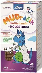 VITAR MUDráčik multivitamín + kolostrum tabliet zmes 3 príchutí 45 ks