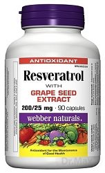 Webber Naturals Resveratrol Extrakt z hroznových jadierok 90 kapsúl