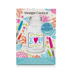 Yankee Candle - Darčekový set Veľká Sviečka Clean Cotton a Perá Sharpie