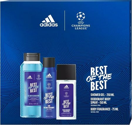 Adidas UEFA Champions League Best of The Best parfumovaný dezodorant 75 ml + sprchový gél 250 ml + dezodorant v spreji 150 ml