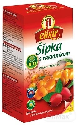 Agrokarpaty elixír Bio Šípka s Rakytníkom ovocno bylinný čaj čistý prírodný produkt 20 x 1,5 g