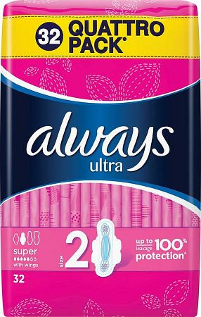 Always Ultra super Plus hygienické vložky 32 ks