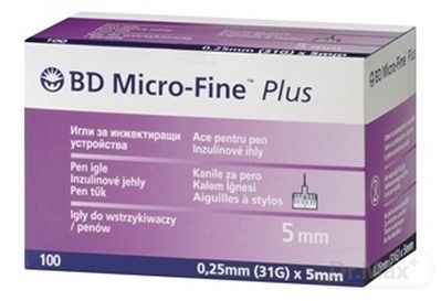 BD MICRO FINE PLUS inzulínové ihly 31G - ihly do aplikátorov inzulínu (0,25 x 5 mm) 10x10 ks