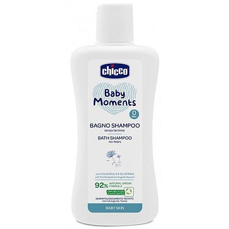 CHICCO Šampón na vlasy a telo Baby Moments 92 % prírodných zložiek 200 ml