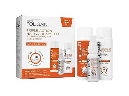 Foligain súprava proti padaniu vlasov Triple Action šampón 100 ml + kondicionér 100 ml + sérum 30 ml darčeková sada