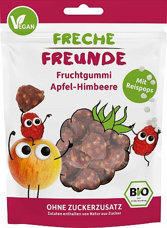 FRECHEFREUN FRECHE FREUNDE BIO Želé ovocné Jablko, malina, ryžové guľky 30 g, 12m+