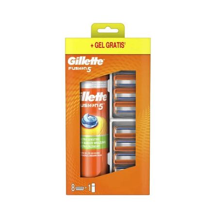 Gillette Fusion Náhradné hlavice 8 ks + Gél na holenie 200 ml