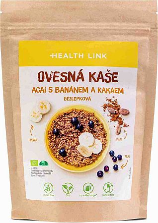 HEALTH LINK Ovsená kaša acaí s banánom a kakaom BIO 300 g