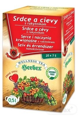 Herbex Srdce a cievy s rakytníkom bylinný čaj 20 x 3 g