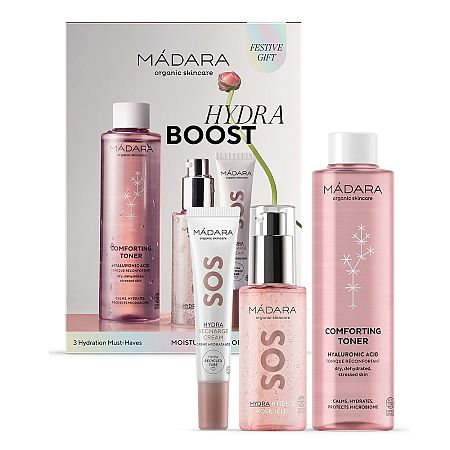 Mádara HYDRA BOOST hydratačný gel s ružovou vodou 75 ml + hydratačný krém 15 ml + upokojujúce tonikum 200 ml