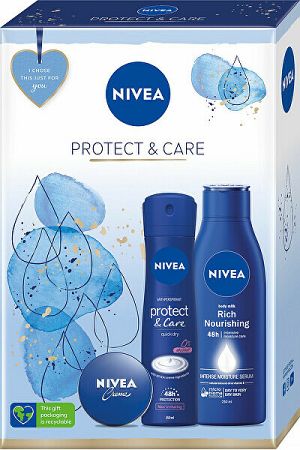 Nivea Protect & Care telové mlieko Body Milk Rich Nourishing 250 ml + antiperspirant Protect & Care 150 ml + univerzální krém Creme 30 ml darčeková sada