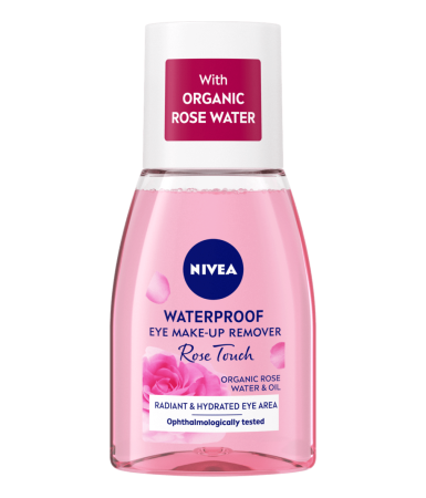 Nivea Rose Touch Waterproof Eye Make-Up Remover Dvojfázový odličovač 100 ml