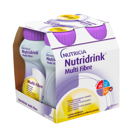 NUTRIDRINK MULTIFIBRE vanilková príchuť 4 x 200 ml