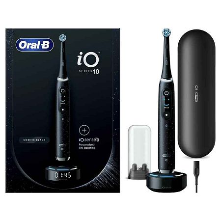 Oral B EK iO Series 10 Black + držiak zubnej kefky + cestovné púzdro