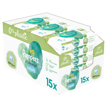 Pampers Harmonie Aqua vlhčené obrúsky 15 balenie = 720 obrúskov