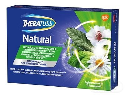 Theratuss Natural pastilky s príchuťou malina 16 ks